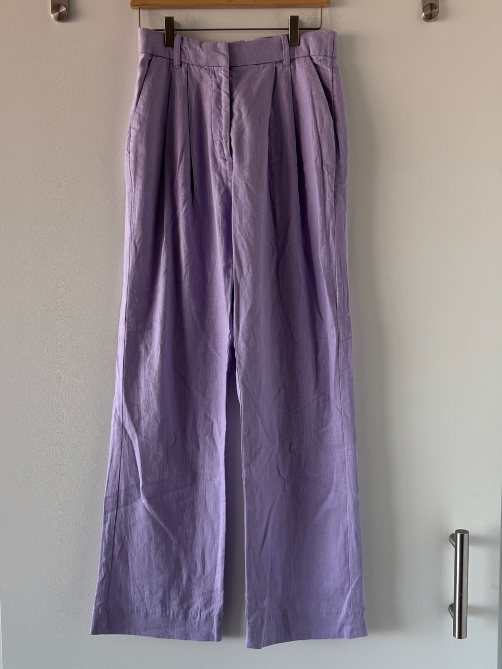 Abercrombie & Fitch Sloane Linen Blend Wide Leg Trouser Pants Long